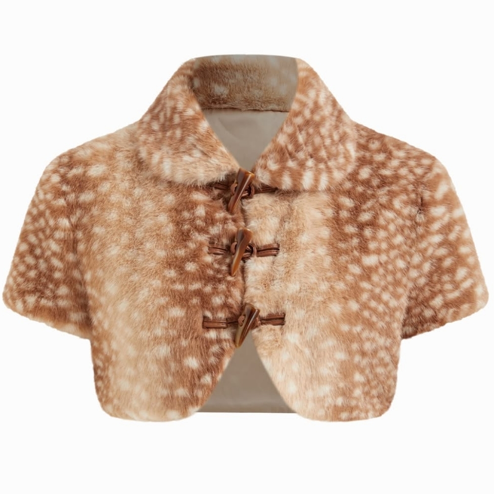 Faux Fur Deer Fawn Cropped Jacket